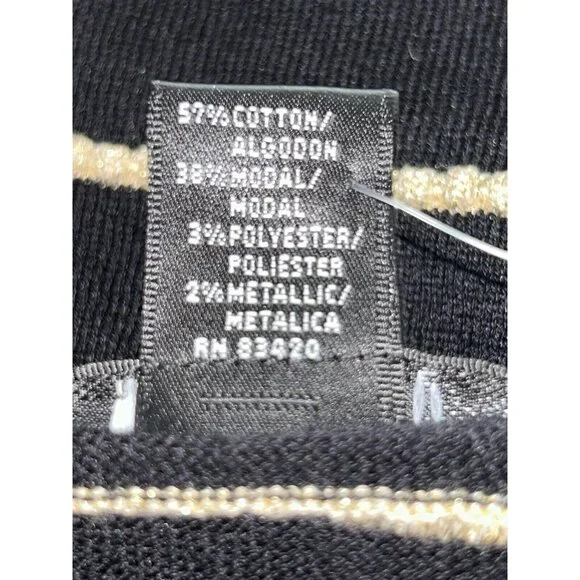 NWT August Silk Heritage Sz XL Black Gold Stripes Textured Button Up Cardigan - Picture 8 of 10